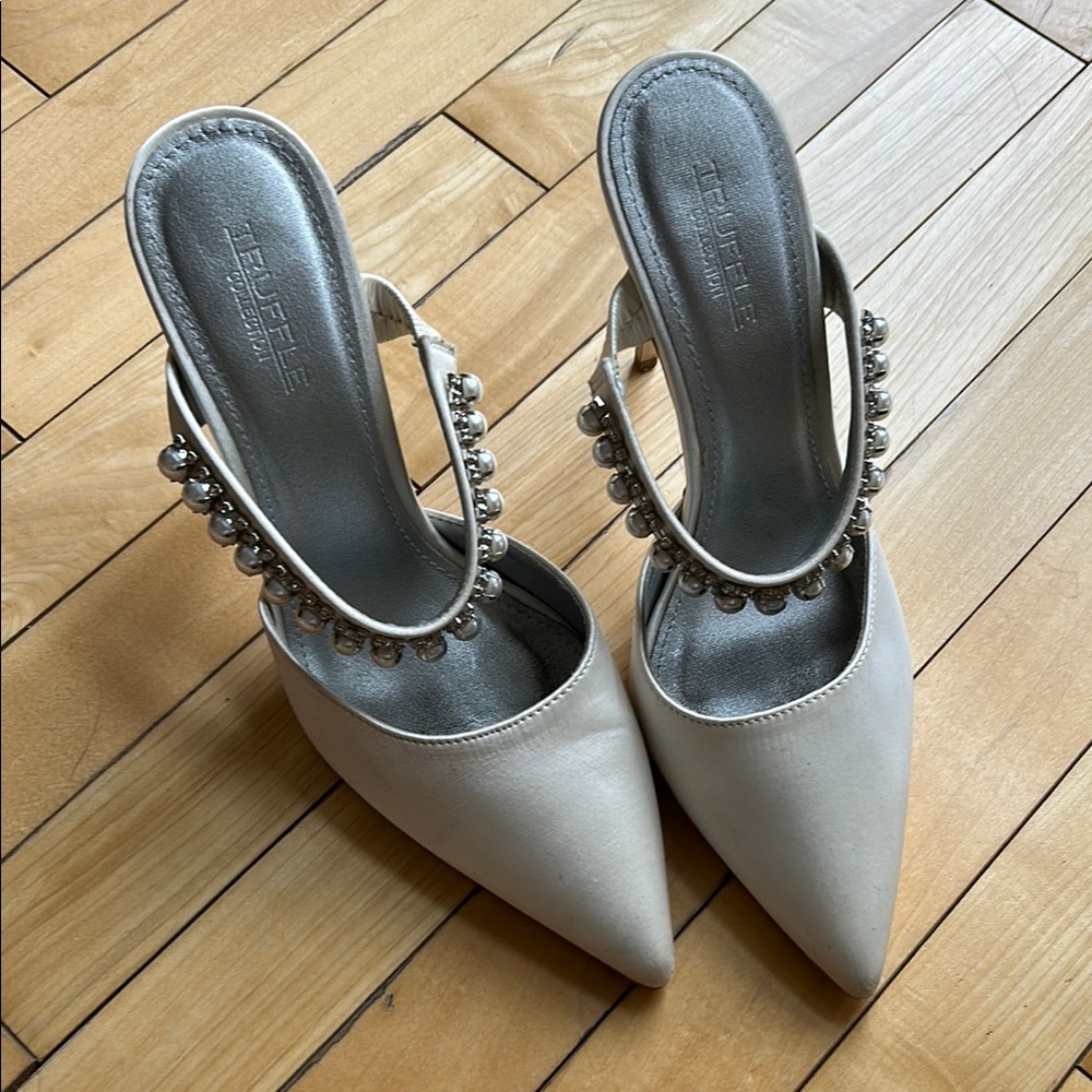 Formal and wedding ready White Heels with Silver Accents